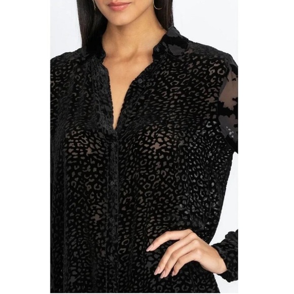 Johnny Was Audrey Button Down Shirt Black Leopard Oversized Animal Print - Picture 4 of 14